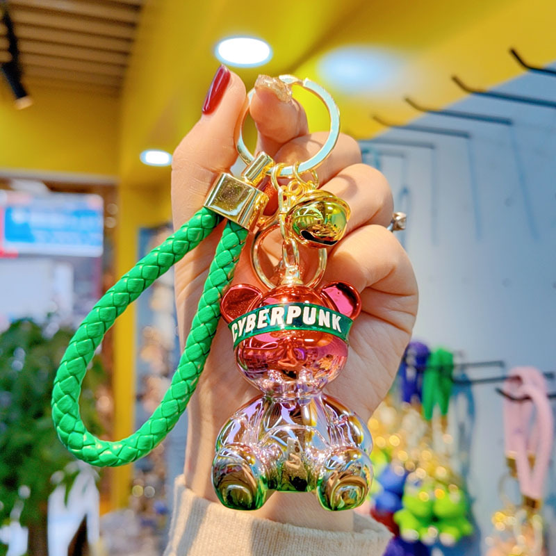 Car keychains Cartoon Resin Colorful Gradient Sitting Future Bear Keychain Creative Internet Celebrity Bear Pendant Female Exquisite Car Key
