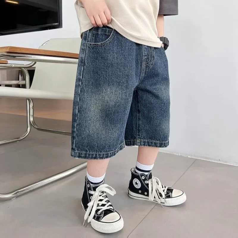2025 Summer Pants Teenage Boys Shorts New Cotton Thin Gradient Color Denim Shorts Children Short Jeans Clothing for Junior BoyC250617