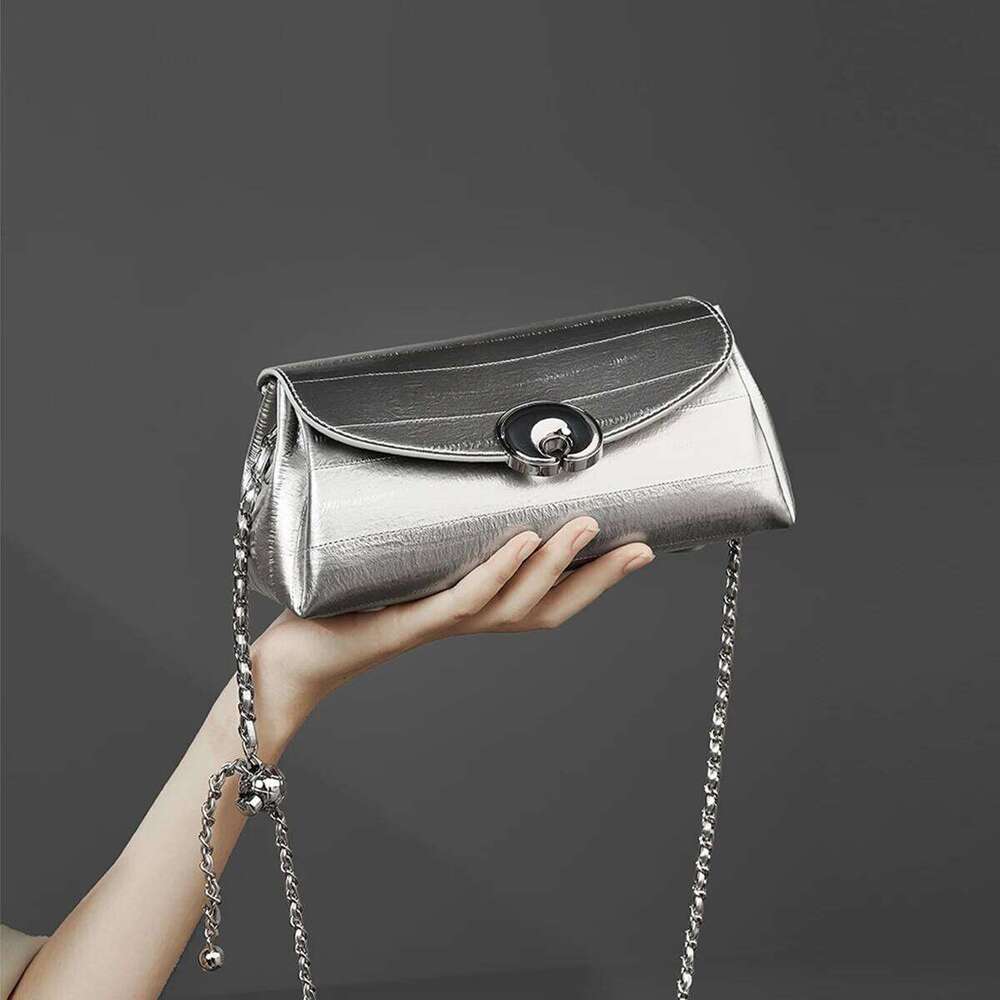 FOXER Split Leather Chain Crossbody For Women Summer 2025 New Style Female's Sier Versatile Flap Shoulder Bag Purse Trendy