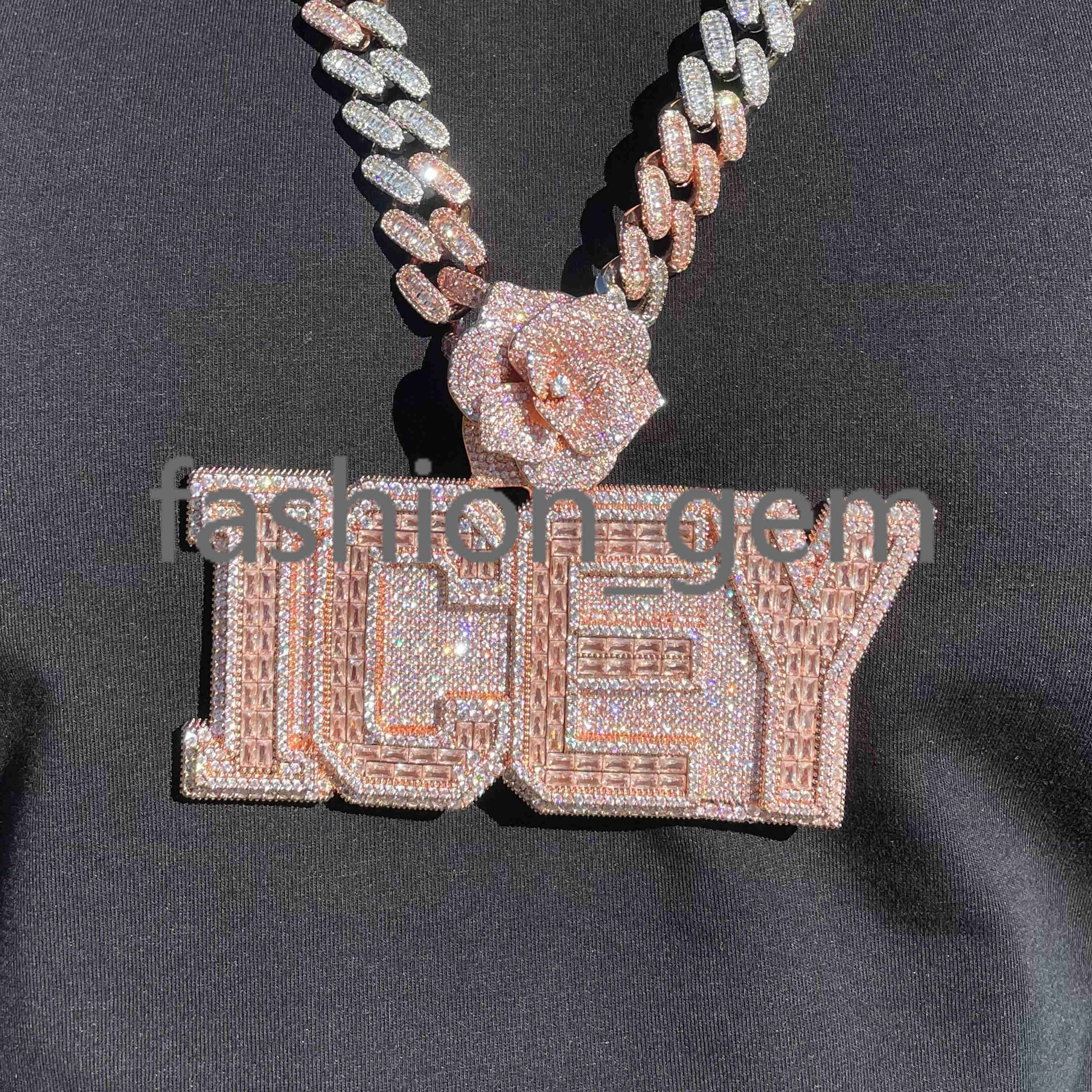 Custom Diamond Pendant Iced Out Hip Hop Jewelry VVS Moissanite Diamond Pendant 925 Sterling Silver Gift