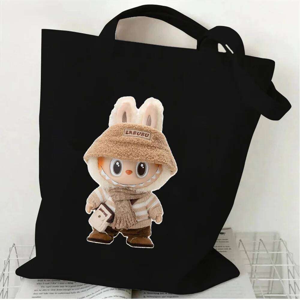 Shoulder Cartoon With Design Sense Leisure Shopping Labubu Handbag Canvas Bag