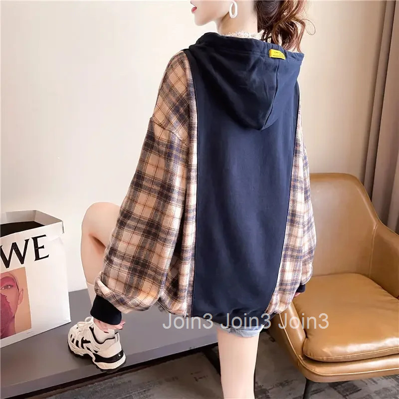 Baggy Hooded Sweatshirt for Women Loose Woman Tops Long Sleeve Korean Hoodies Novelty Emo Clothing Cheap Streetwear Y2k Cotton M
