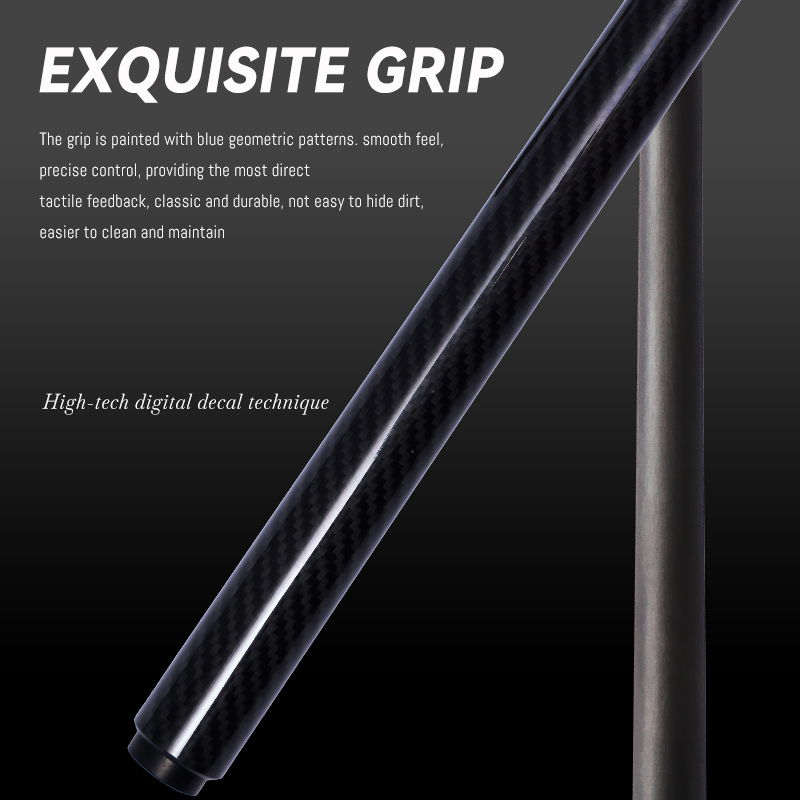 OKHEALING 3/4 Split Snooker Pool Cue Handmade Carbon Fiber 2 Piece Billiard Cue Stick Pigskin Tips 10.5mm Radial Pin Joint Full Size 57" with Ass