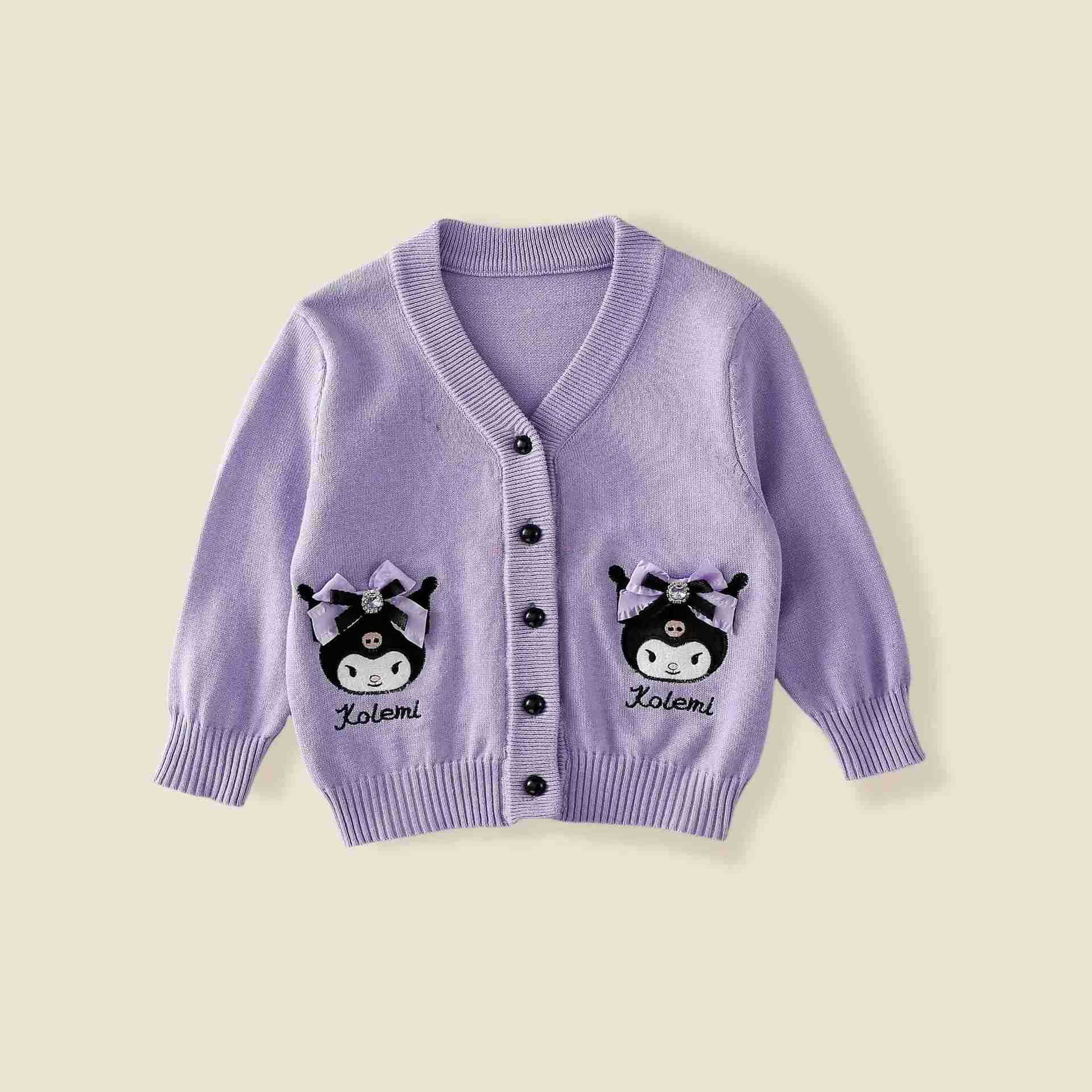 Sanrio Sanrio My Melody Kuromi ChildrenS Cosplay JK Skirt New Anime College Style Knitted Cardigan Pleated Skirt Kids Spring Autumn Set XJ250618