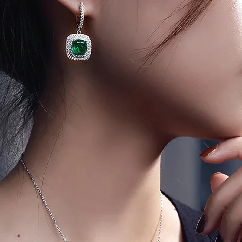 Huitan Elegant Drop Earrings for Women Brilliant Creative Green Cubic Zirconia Ear Accessories Modern Engagement Jewelry Gifts 250617