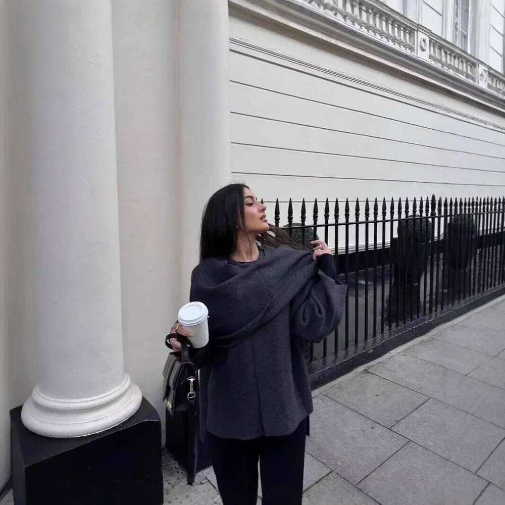 ZRWomen's Clothing Short Knit Jacket with Scarf Collar Bestseller Cross-border E-commerce Fast Delivery from Mainland China