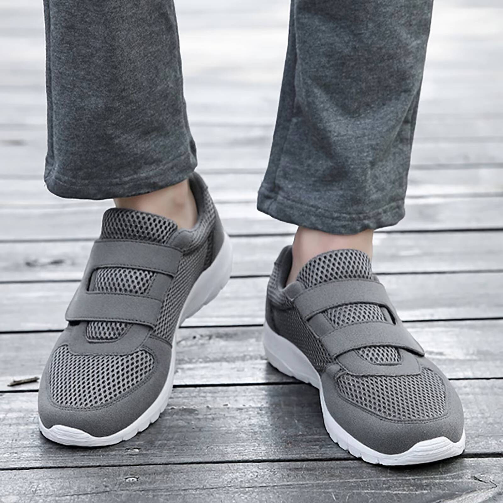 Men Casual Shoes S Hook Loop Sneaker Solid Color Fly Woven Breathable Running Soft Sole Air Mesh Flat Bottom Shoes For Men Sapatos Ddmysaturn