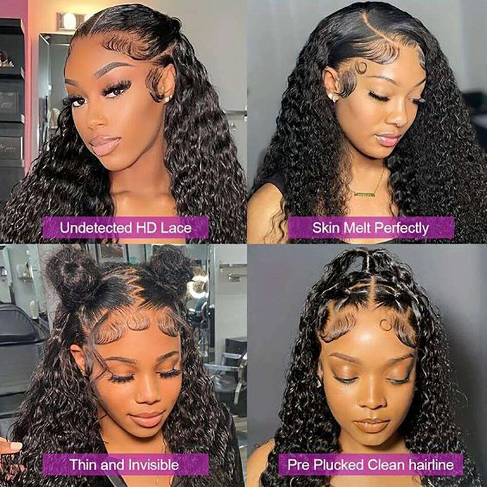 Malaysian 40 inch Long 13x6 HD Frontal Human Hair Jerry Water Curly Wave Lace Front Wigs