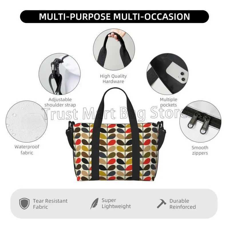 Multi Stem Orla Kiely Folio Travel Duffle Bags Waterproof Weekender Overnight Bag Carry on Shoulder Tote Bags for Sport Gym Yoga W250618