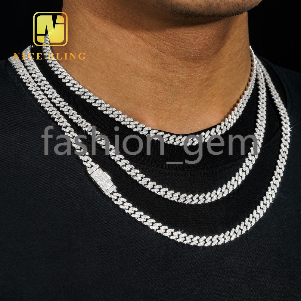 Hot Selling Jewelry Pass Diamond Tester Men Women 6MM Cuban Link Chain 925 Sterling Silver Hip Hop Cuban Link Chain