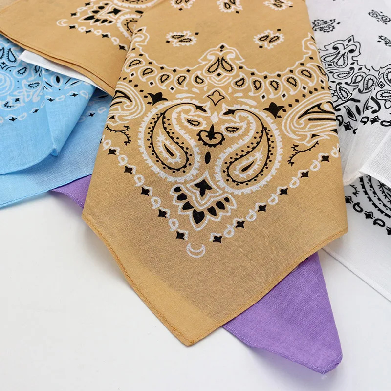 55CM Square Scarf Women Spring Soft Color White Blue Purpel Khaki Paisley Cotton Headband Hip-hop Men Bandana 250617