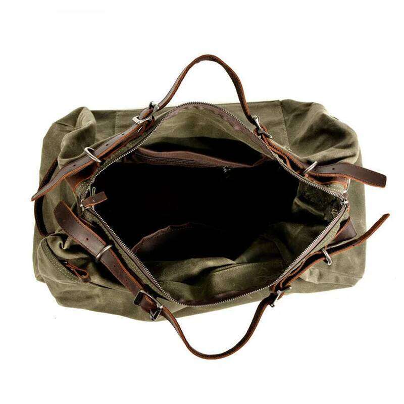 military style do old thick oil wax canvas carryon duffel large capacity outdoor sports retro travel bag