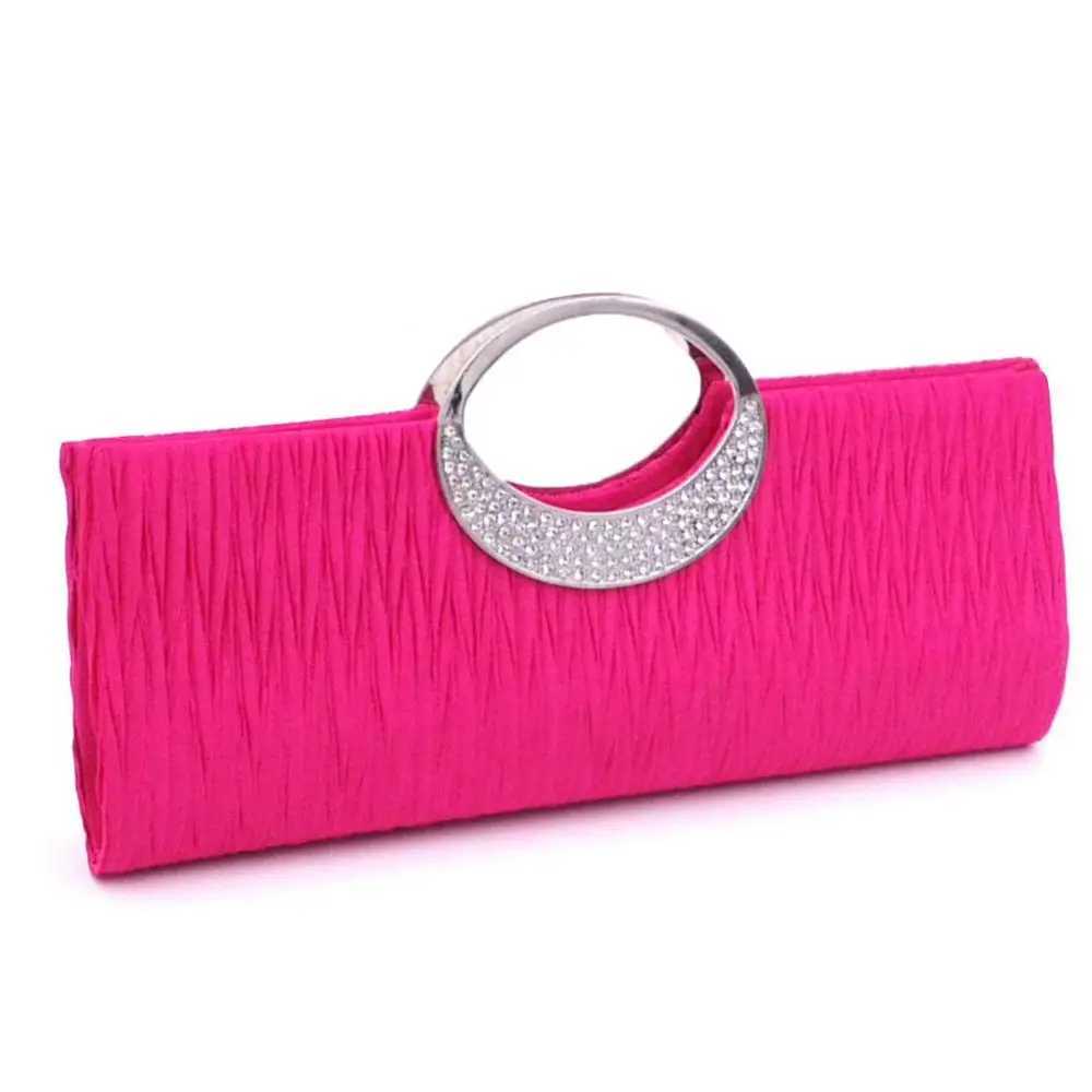 Fashion Women Handheld Bag Rhinestone Satin Pleated Evening Bag Party Shoulder Bag Clutch Purse Handbag Z250618