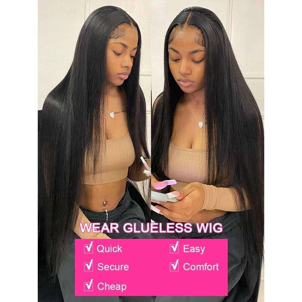 13x4 13x6 HD Transparent Lace Front Brazilian Glueless Human Hair 9X6 7X5 5X5 6X4 PreCut No Glue Straight Wig