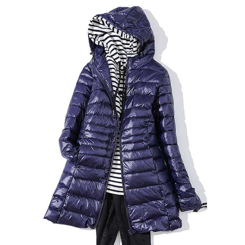 Long Winter Ultra Light Jacket Women With Hooded Down Coat Female Coats