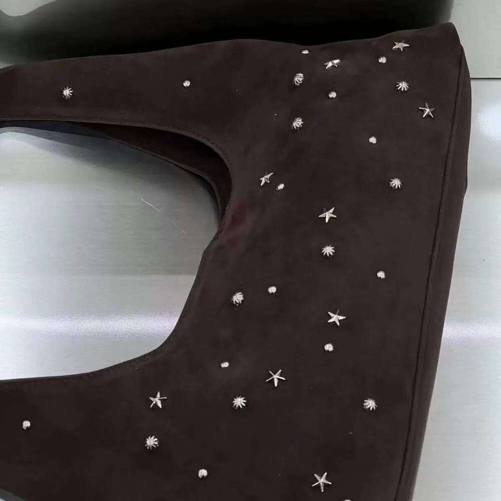 Vintage Frosted Shoulder Bag Half Moon Rivet Tote For Women Faux Suede Handbags And Purses Autumn Winter Hobos Cloud Bags