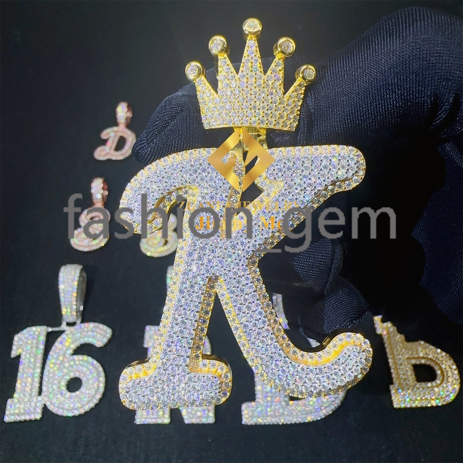 Custom Pass Diamond Tester GRA Certificates Iced Out Hip Hop Jewelry VVS Moissanite Diamond Initial Letter Pendant Necklace
