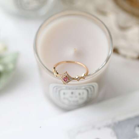 "Tuileries Garden" French Rose Baroque Natural Pink Tourmaline Fashionable High-end Light Luxury Ring