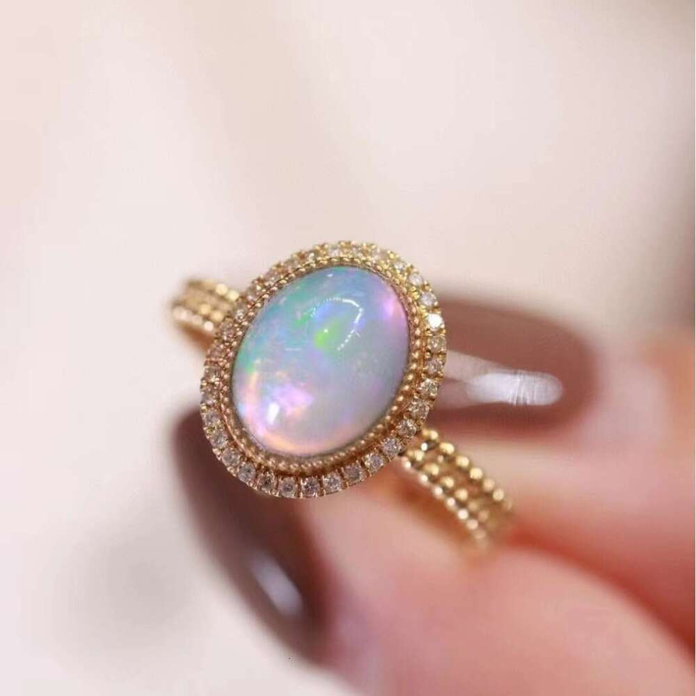 Natural Opal Strong Fire High-end Sense Niche Design Candy Color Light Luxury Exquisite Ring Ins Style Jewelry