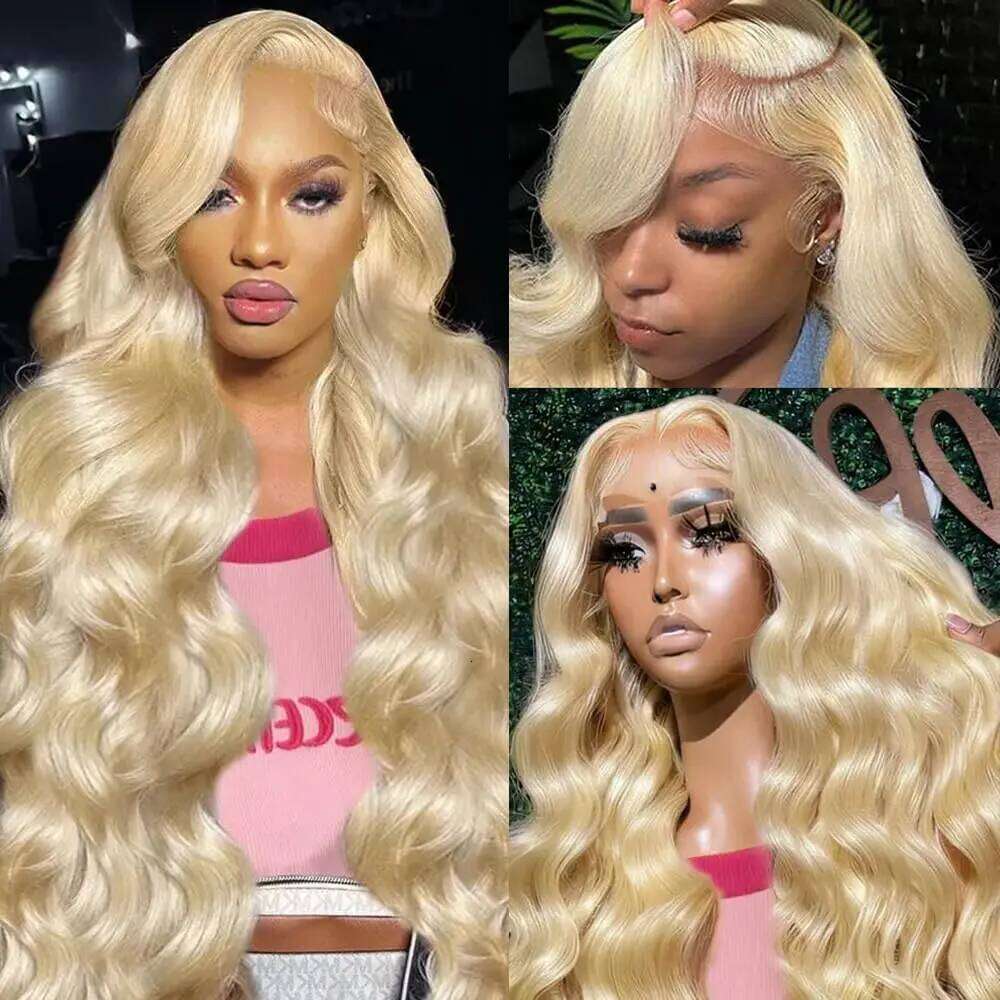 613 13x6 Hd Frontal Body Wave Human Wigs Pre Plucked Brazilian Hair 30 inch Blonde 13x4 Lace Front Wig for Women
