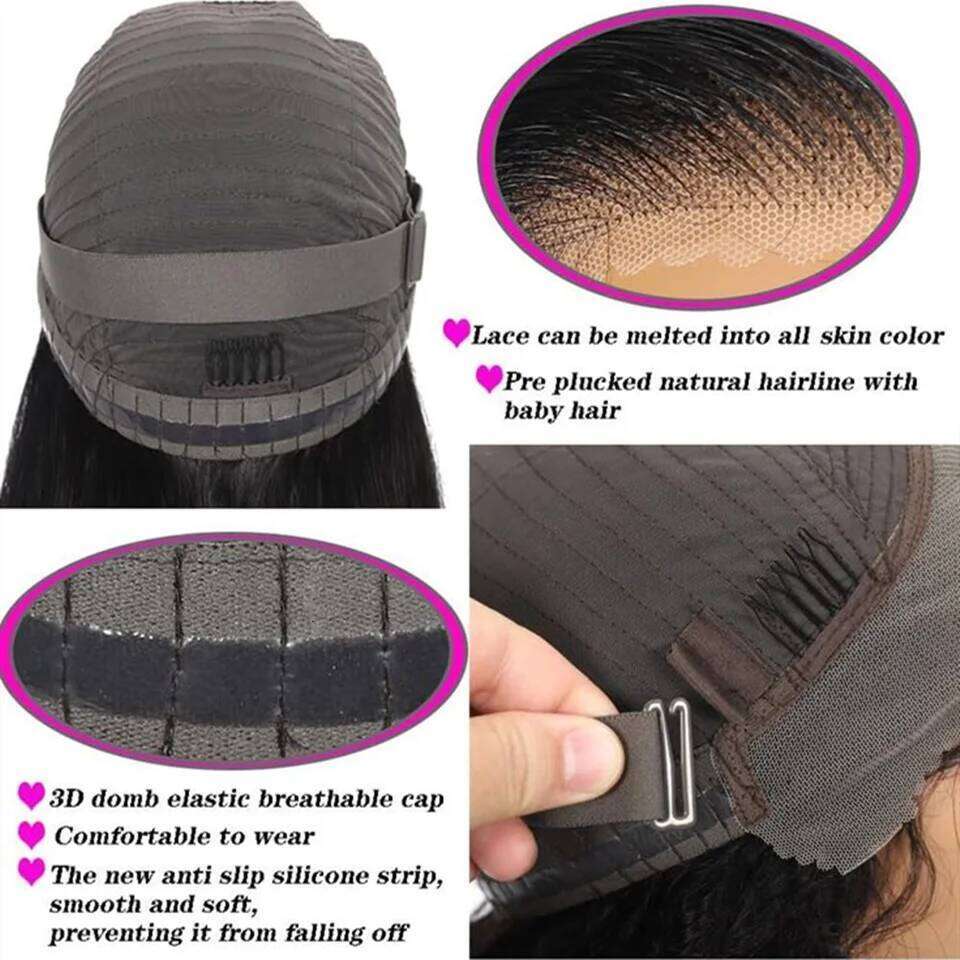 Straight Glueless Human Hair Ready To Wear Bleached Knots 6x4 Pre Cut 5x5 Lace Closure Wig For Women Preplucked Hairline