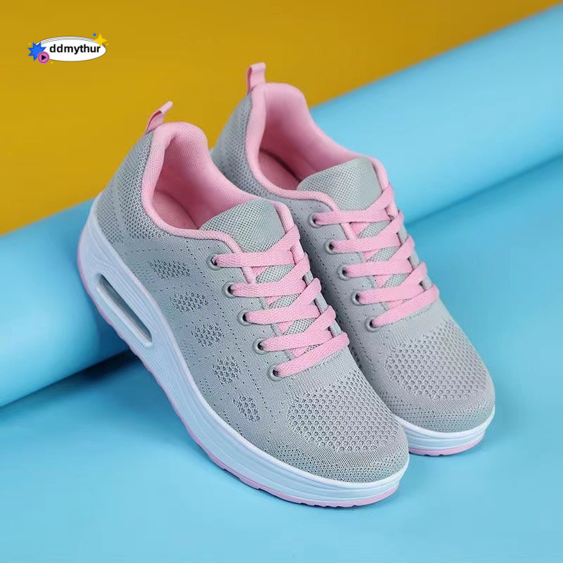 Mesh Women's Spring Summer New Fashion Simple Breathable Single Women Thick Sole Height Increasing Lightweight Comfortable Trendy Sports Shoes