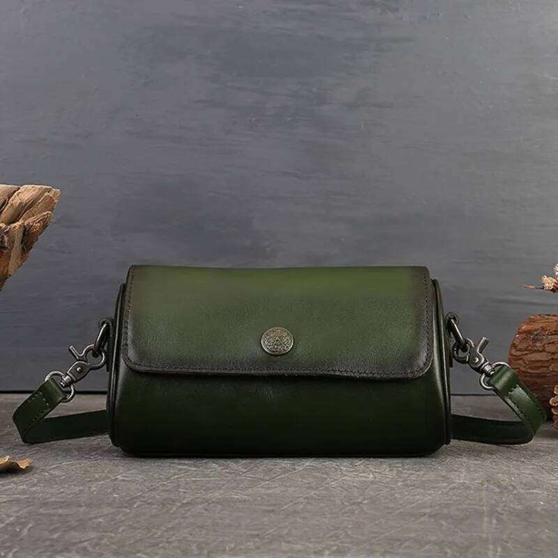 Johnature Vintage Genuine Leather 2025 New Summer Pillow Bag Handmade Versatile Solid Color Women Shoulder & Crossbody Bags