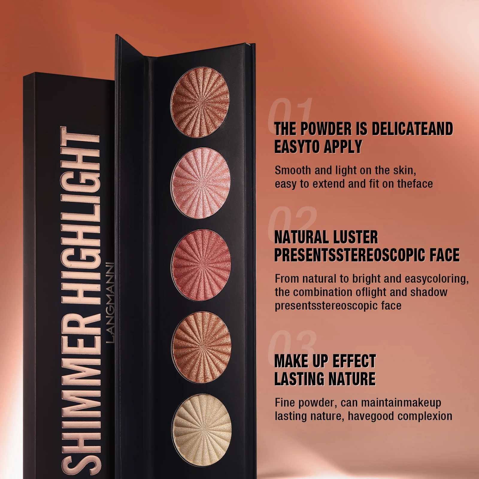 Highlighting and Contouring Palette 5 Colors All-in-One Makeup Palette Stereoscopic Natural Highlighting Makeup Palette XJ250618