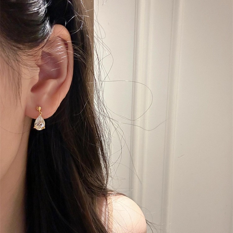French Choucong Brand Stud Earrings Simple Fashion Jewelry 925 Sterling Silver Water Drop 5A Cubic Zircon CZ Diamond 18k Gold Party Lady Luxury Earrin