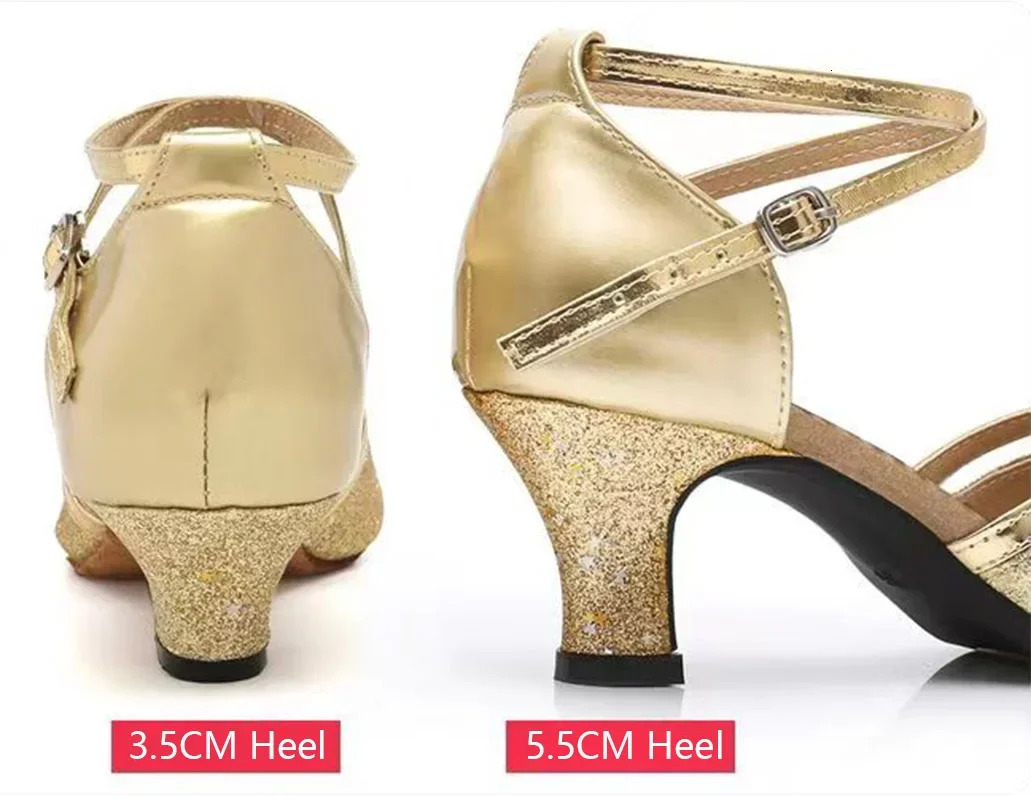 Girls Dance Shoes Sequined Latin Dance Shoes Open Toe Sandals High Heels Crystal Sparkling Standard Dance Shoes 250613
