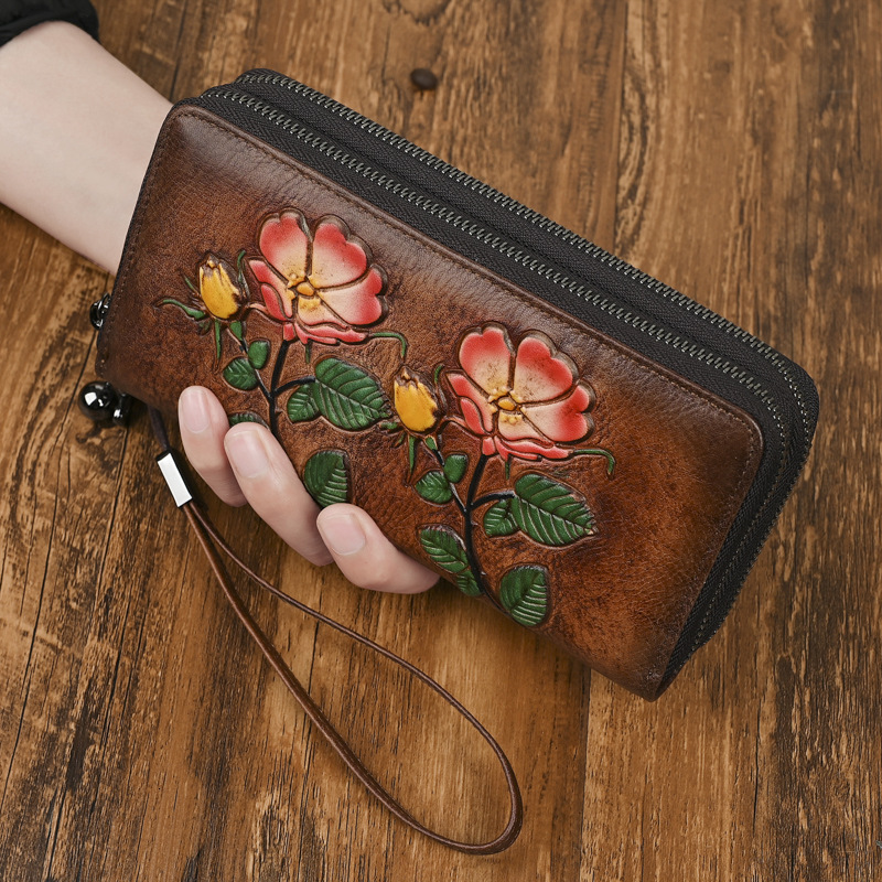 Free Shipping Designer Retro Zipper Handbag Women's Luxury Bag Small Bag Wallet Long Leather Handbag Large Capacity Fashionable