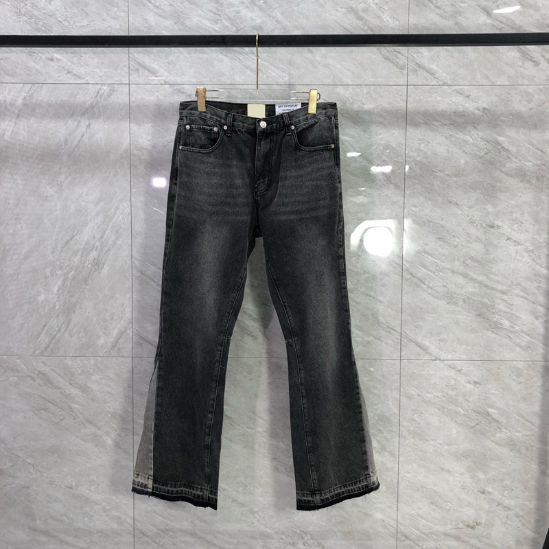 Art Hand Paint Streetwear Bell Bottoms Denim Pants Ripped Flared Jeans Trousers for Men 25ss 0618 Heavy Made