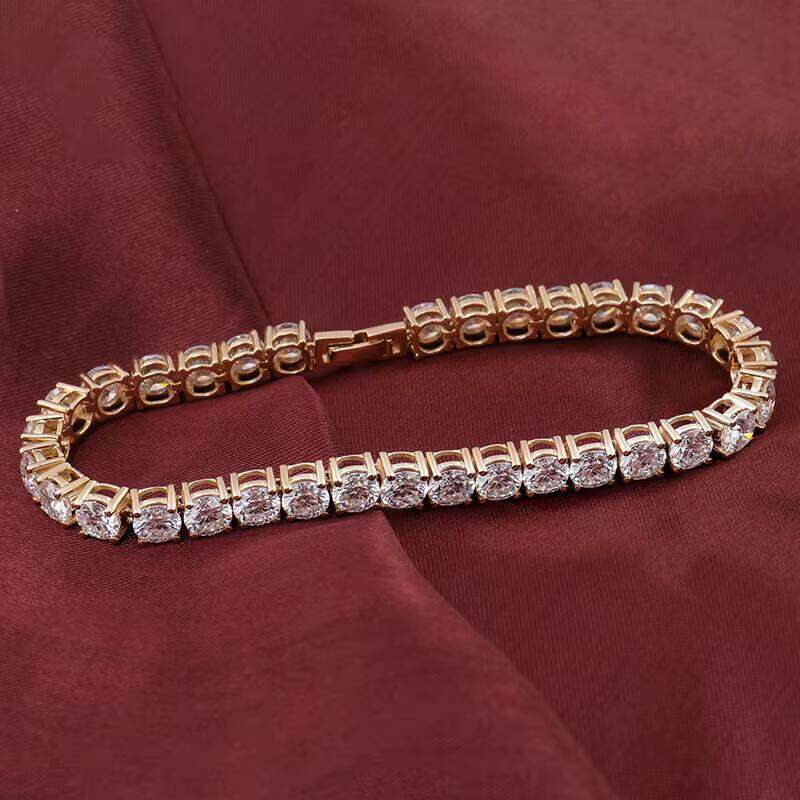 Silicon Stone Round Brilliant Cut 14K 6mm 0.8ct Women's Tennis Bracelet