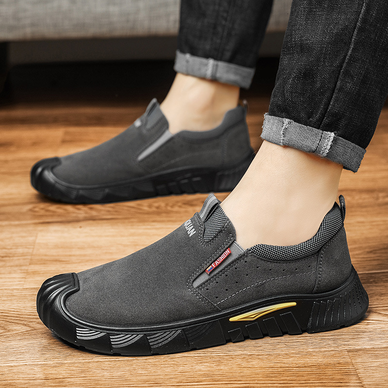 New Men S Autumn Labor Casual Shoes Protection Low Top Slip On Thick Soled Non Slip Work Tooling Trendy Fashion Casual Shoes Ddmysaturn