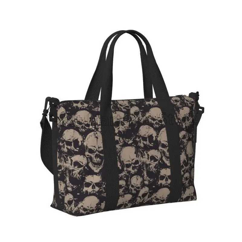 Vintage Skull Gothic Skeleton Travel Duffle Bag Lightweight Waterproof Weekender Overnight Hand Bag for Outdoor Sports Gym Yoga W250618