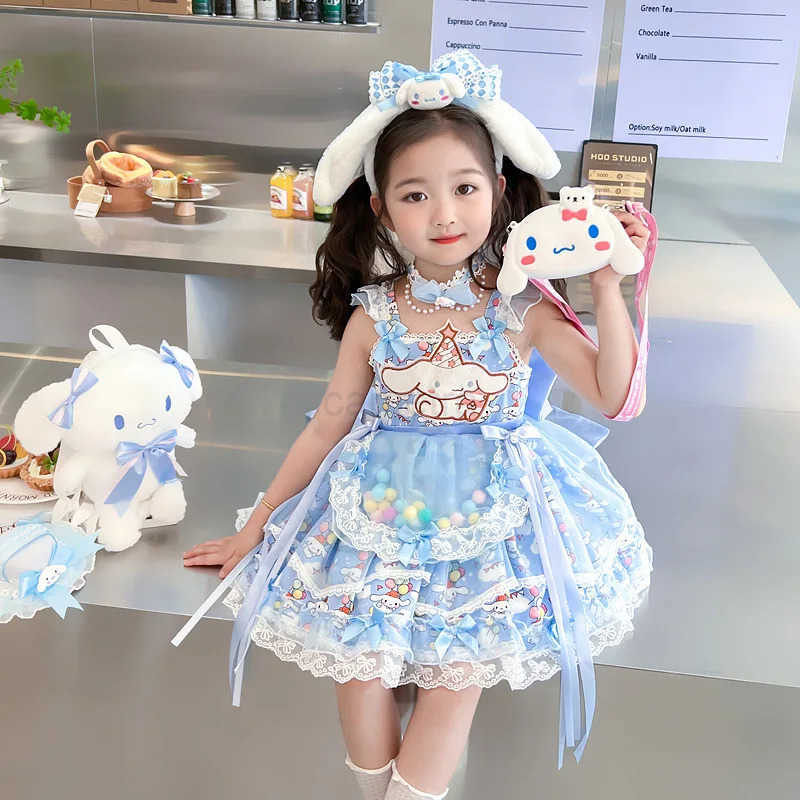 Sanrio 2024 Sanrio Cosplay Cinnamoroll Lolita Princess Dress Summer ChildrenS Birthday Party Costume Puffy Skirt Dress Suit Girls Gift XJ250618