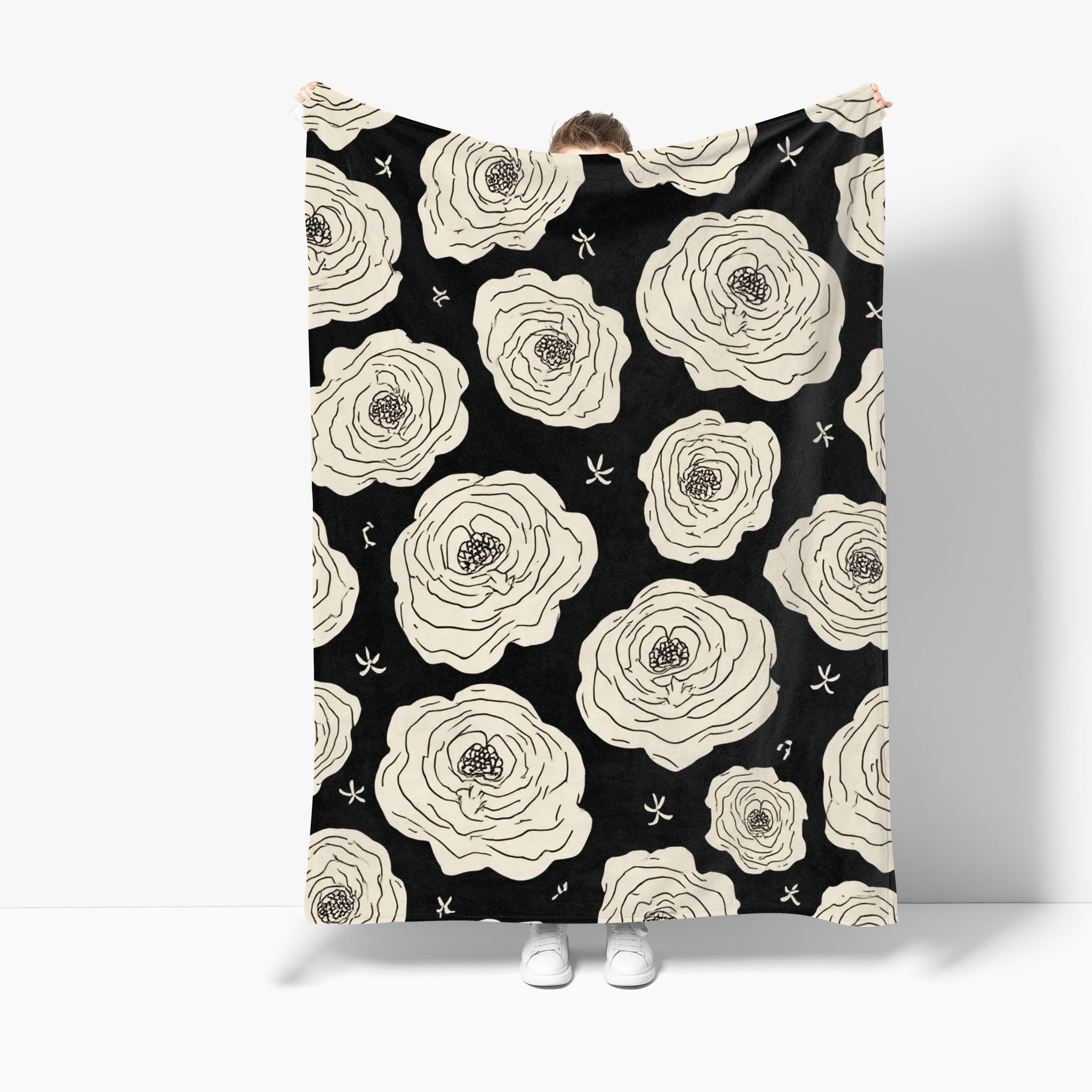 VIKAMA Camellia Ins Style Blanket Warm Skin Friendly All Season Bedroom Living Room Sofa Blanket Home Decoration