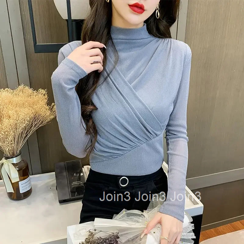 Long Sleeve T Shirt for Women Elegant Slim Plain Kpop Clearance Tee Cheap Clothes Korean Fashion Polyester Streetwear Tops Woman