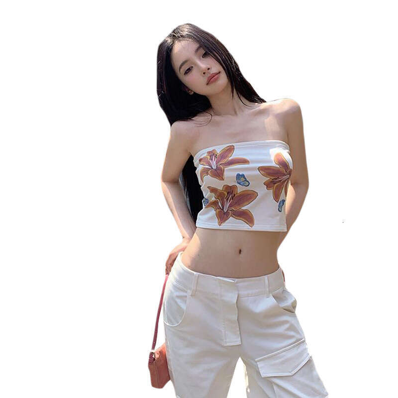 Summer New Women's Fashion Street Style Floral Print Sexy Crop Tube Top B5