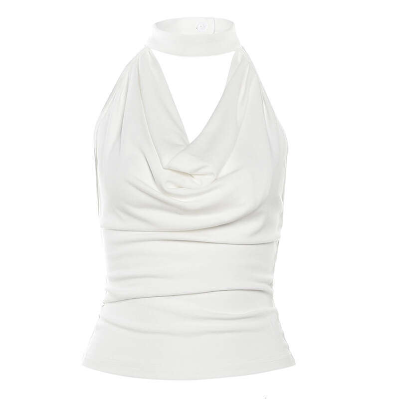 Summer New Women's Solid Color Slim Fit Street Fashion Halter Sexy Backless Tank Top B5