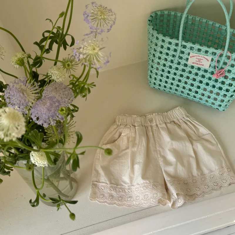 Children Loose Shorts 2-9 Years Summer New Solid Girls Cute Lace Shorts Fashion Versatile Baby Cotton Casual Pants Kids ClothesC250617