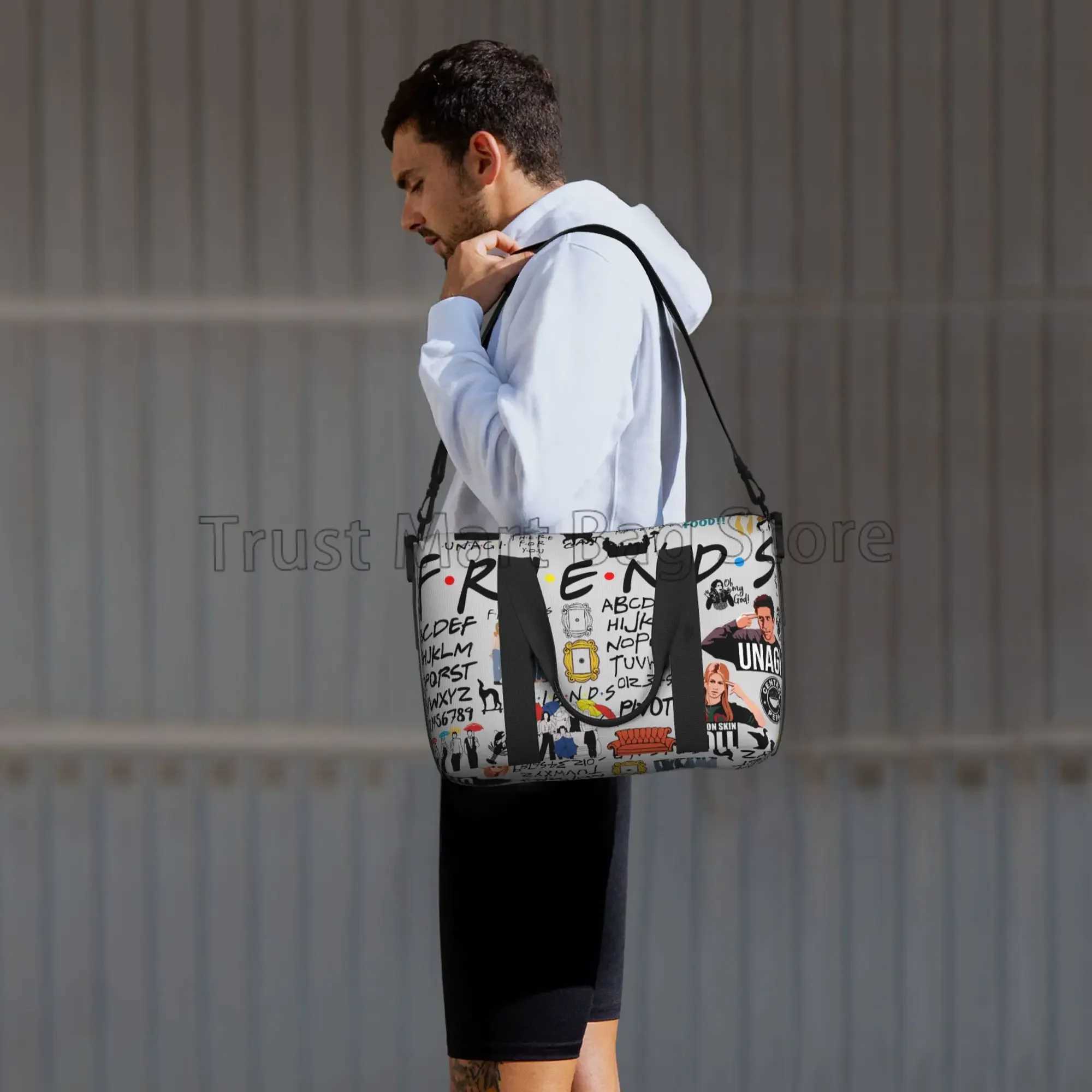 Classic Friends TV Central Perk Print Travel Duffle Bag Multipurpose Weekender Overnight Bags Unisex Waterproof Luggage Bag W250618