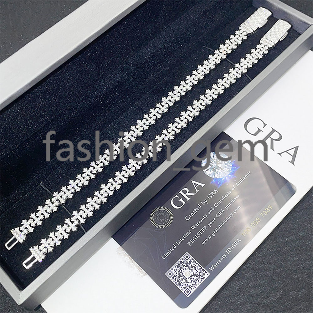 8MM Cross Cuban Chain VVS Moissanite Hip Hop Bracelet 925 Silver for Men and Women Cross Cuban Bracelet for Men and Women