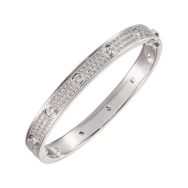 Wholesale Classic Moissanite Bangle Bracelet 925 Sterling Silver Full Moissanite Diamond Bangles for Gifts