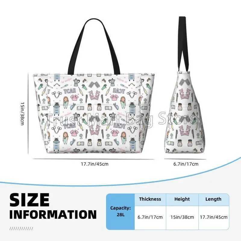Custom Nurse in Distress Doctor Nurse Medical Beach Tote Bag for Women Extra Large Gym Carry on Travel Shopping Bags W250618