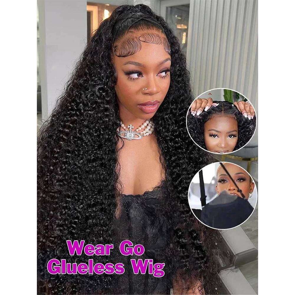 300 Density Curly Wigs Human Hair Deep Wave Lace Frontal Wig Glueless 5x5 Closure Brazilian Wet and Wavy For Women