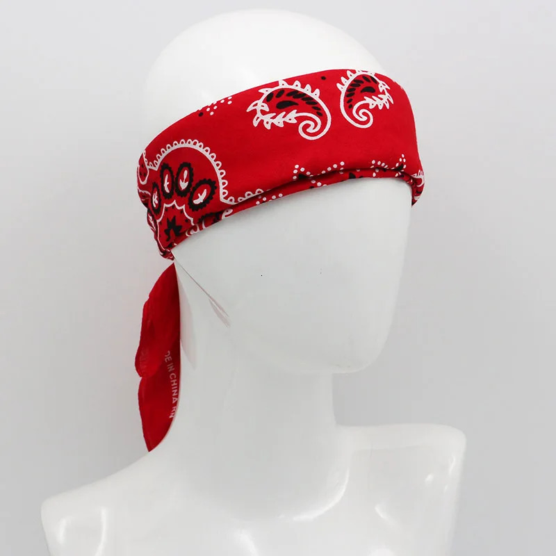 68CM Retro Blue Red Paisley Large Square Bandana Cotton Hip Hop Headband Scarf 250617