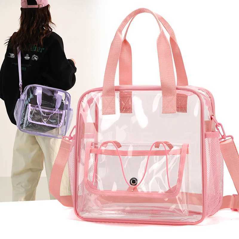 PVC Transparent Swimming Beach Shoulder Crossbody Bag Large Capacity Summer Clear Waterproof Fitness Yoga Handbag Sports Tote B250618