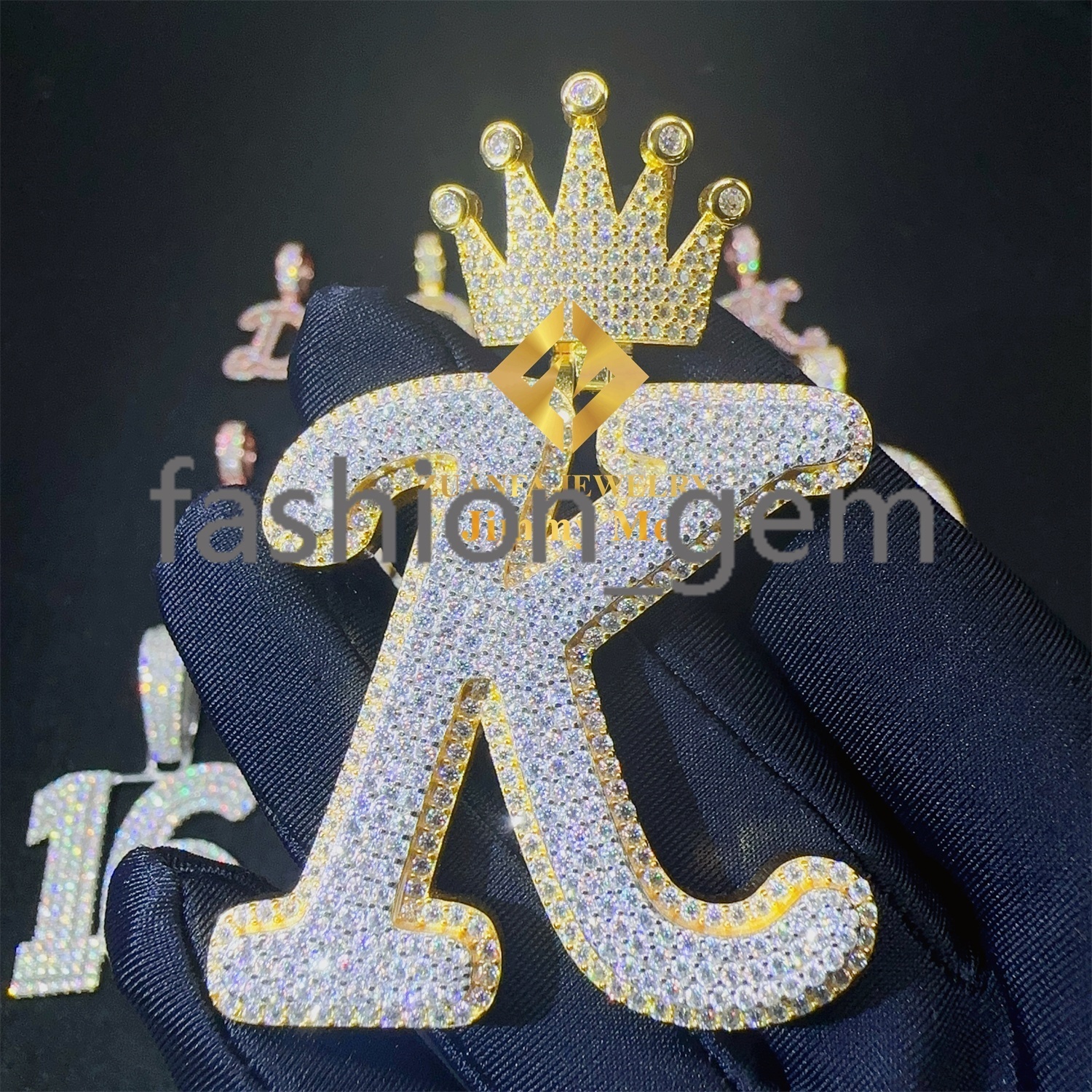 Custom Pass Diamond Tester GRA Certificates Iced Out Hip Hop Jewelry VVS Moissanite Diamond Initial Letter Pendant Necklace