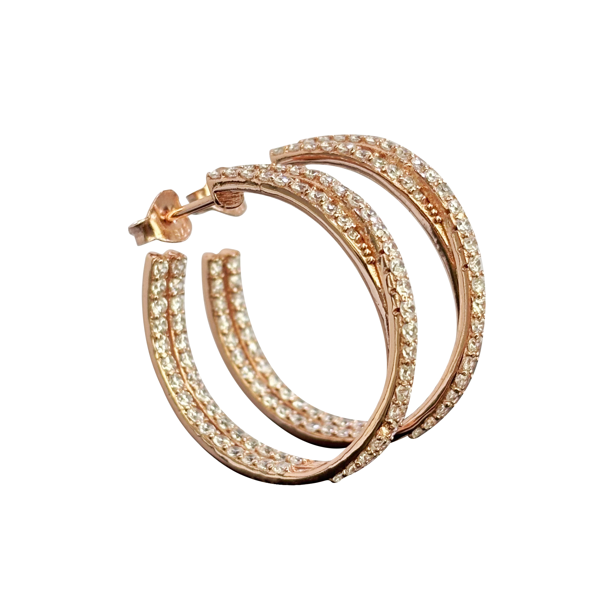 Earrings; hoop earrings; designer rose gold earrings; earrings with a diameter of sier; 925 silver material; ladies accessories; party